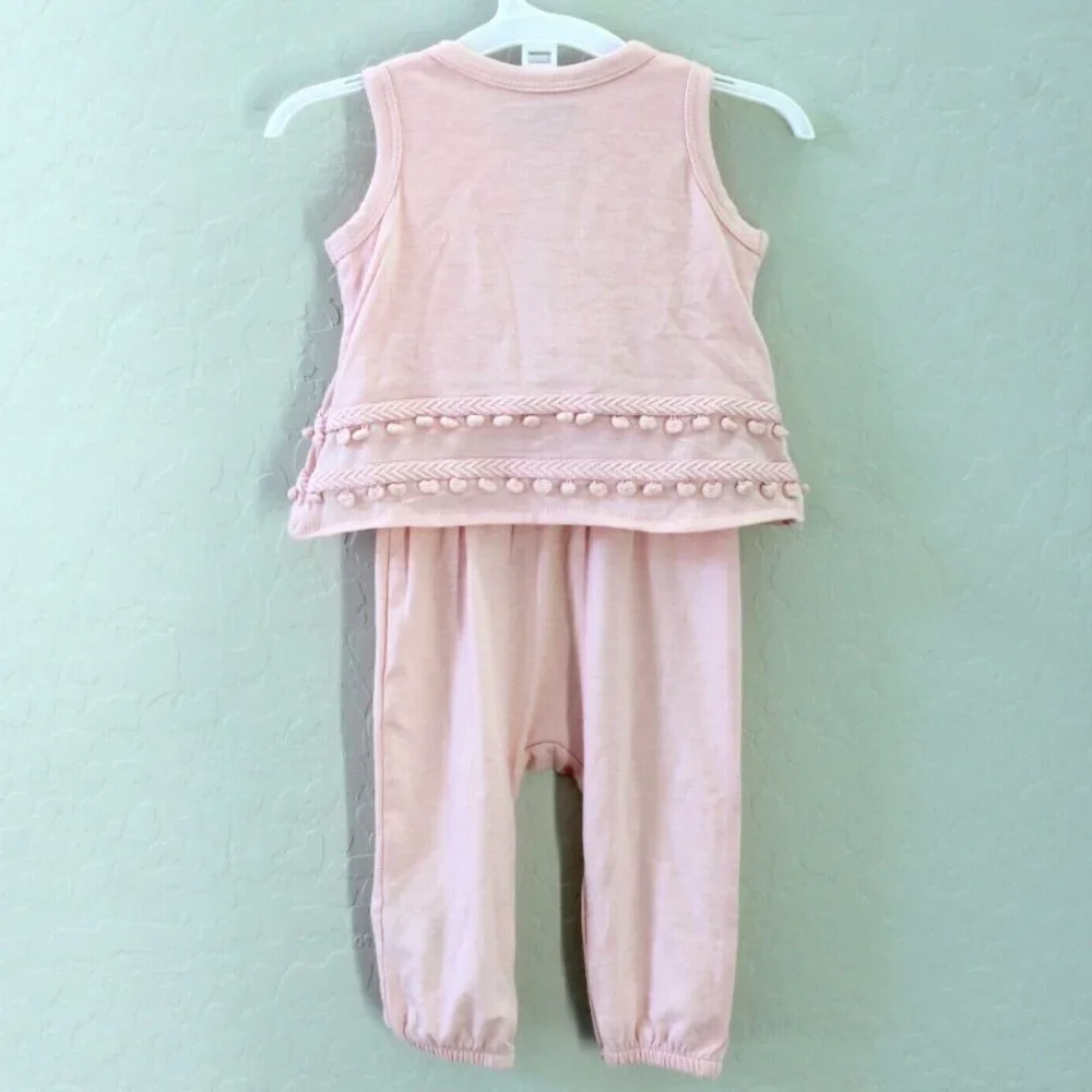 Seven 7 For All Mankind Baby Seashell Pink Overlay Bodysuit Size 6-9M